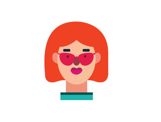Illustration of Smiling Happy girl Flat design Vector. female face Illustration Icon Avatar isolated on white background. Perfect for coloring book, textiles, icon, web, painting, books, t-shirt print