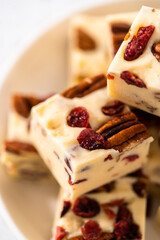 Homemade White Chocolate Cranberry Pecan Fudge