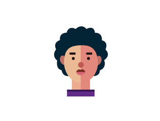 Illustration of Smiling Happy girl Flat design Vector. female face Illustration Icon Avatar isolated on white background. Perfect for coloring book, textiles, icon, web, painting, books, t-shirt print