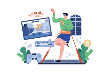 Man Experiencing VR Gaming