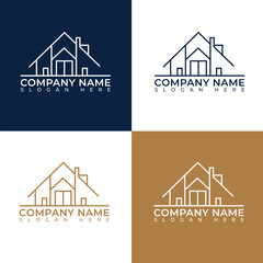 Minimal Line art real estate home logo design
