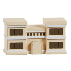 Fototapeta premium 3D Model Of A Building With 2 Floors