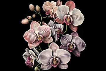 Orchid Flowers, Illustration, Generative AI