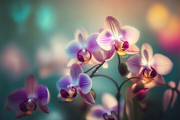 Fototapeta na wymiar Orchid Flowers, Illustration, Generative AI