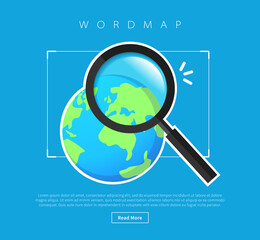 The magnifying glass is search earth, Technology  webpage image of globe.Earth day .