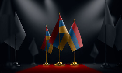 The Armenia national flag on the red carpet