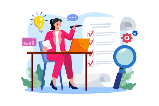 Female employee working on the tasklist