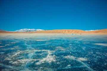  Frozen mountain lake.