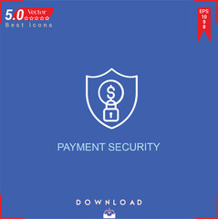  PAYMENT SECURITY icon vector on blue background. Simple, isolated, flat icons, icons, apps, logos, website design or mobile apps for business marketing management,
UI UX design Editable stroke.EPS10