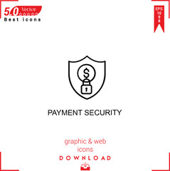  PAYMENT SECURIT icon vector on white background. Simple, isolated, flat icons, icons, apps, logos, website design or mobile apps for business marketing management,
UI UX design Editable stroke.EPS10 