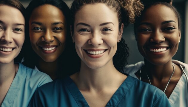 Empowering Women in the Workplace Inclusivity: Celebrating International Women's Day with Diversity Equity Inclusion (DEI) in the Healthcare Industry with Multiracial Female Nurses (Generative AI)