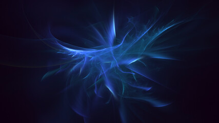 3D rendering abstract blue fractal light background