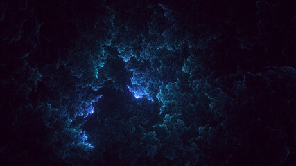 3D rendering abstract blue fractal light background