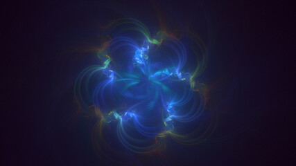 3D rendering abstract multicolor fractal light background