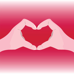 Fototapeta premium Hand making heart sign on pink background