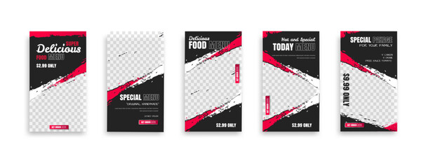 Set of food post story. social media banner template design. Creative design, easy Use for promotions you product. story food for your restaurant prom © Project_ID