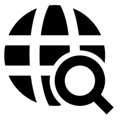 Globe Search glyph icon