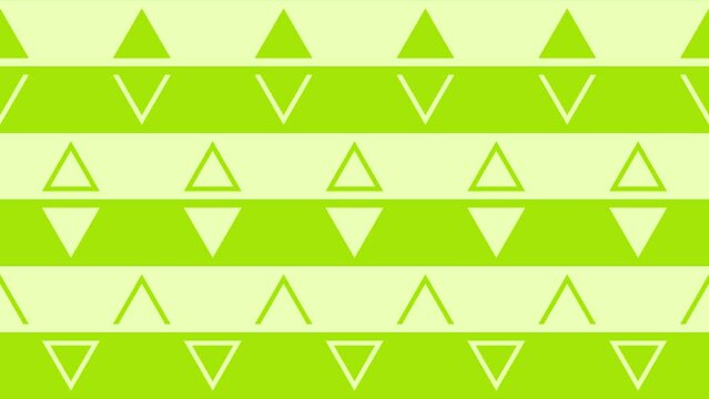 三角形が交互のスクロールする２色ストライプのアニメーション素材　10秒ループ　緑・黄緑／ライトグリーン・イエローグリーン