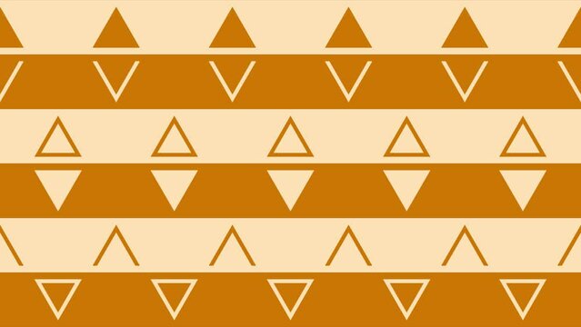 三角形が交互のスクロールする２色ストライプのアニメーション素材　10秒ループ　オレンジ・イエロー／黄色・橙