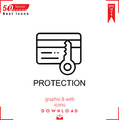 PROTECTION icon vector on white background. Simple, isolated, flat icons, icons, apps, logos, website design or mobile apps for business marketing management,
UI UX design Editable stroke.EPS10 
