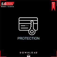 PROTECTION icon vector on black background. Simple, isolated, flat icons, icons, apps, logos, website design or mobile apps for business marketing management,
UI UX design Editable stroke. EPS10