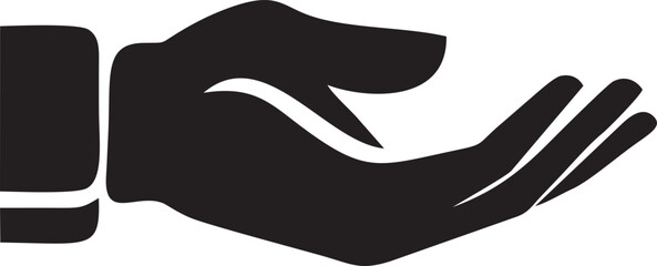 Hand icon symbol in black vector image , illustration of the human finger