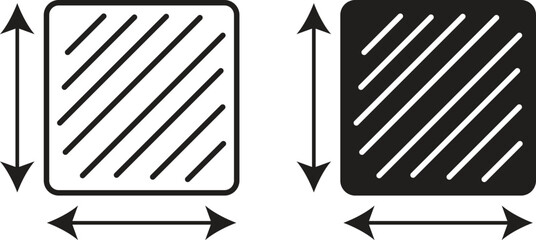 Area and dimension  icon simple trendy flat style line and solid Isolated vector illustration on white background. For apps, logo, websites, symbol , UI, UX, graphic and web design. EPS 10.