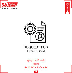 REQUEST PROPOSAL icon vector on white background. Simple, isolated, flat icons, icons, apps, logos, website design or mobile apps for business marketing management,
UI UX design Editable stroke.EPS10 