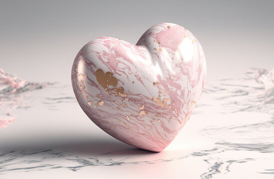 ai cipolin heart isolated on the marble floor