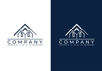 Simple Minimal Modern real estate home buiding  logo design