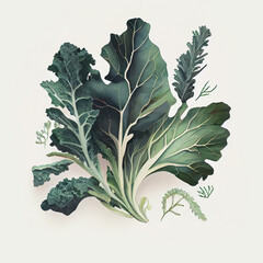 Illustration of kale on a blank background. generative ai