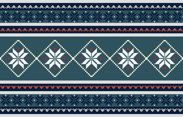 Beautiful Geometric Ethnic pattern design for background, carpet, wallpaper, clothing, wrapping, Batik, fabric, and Vector illustration. embroidery style.