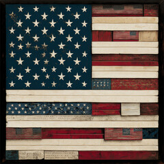 Fototapeta na wymiar Patchwork mosaic of the American Flag
