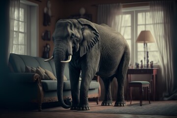 Obraz premium The Elephant in the Room, Elephant, Room, Generative AI