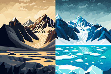 Glaciers and the icebergs of Antarctica nature landscape