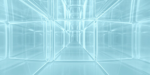 glowing futuristic environment with transparent walls 3d render illustration