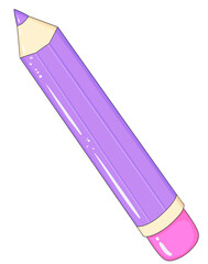 Purple pencil isolated on transparent background 