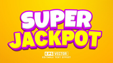 Super jackpot 3d editable text effect vector template
