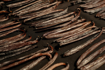 Vanilla pods Drying ferments process for grading vanilla flavor.