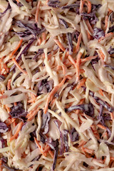 Homemade Classic Southern Coleslaw, top view. Flat lay, overhead, from above.