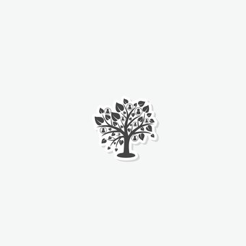 Family tree illustration logo template sticker isolated on gray background