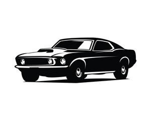 Obraz na płótnie Canvas ford mustang 429 car. vector silhouette isolated on a white background showing from the side. Best for badge, emblem, icon, sticker design, auto industry.