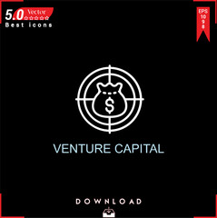 VENTURE CAPITAL icon vector on black background. Simple, isolated, flat icons, icons, apps, logos, website design or mobile apps for business marketing management,
UI UX design Editable stroke.EPS10 
