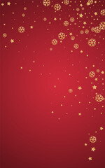 Fototapeta na wymiar White Snowfall Vector Red Background. Christmas