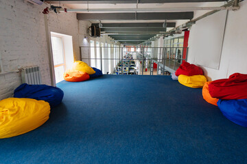 modern office space with bean bag chairs. 