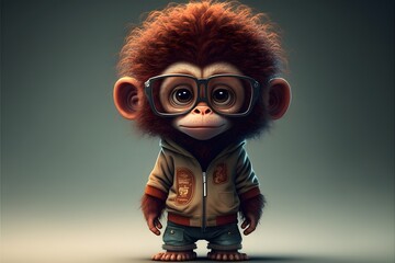 cute monkey character created using AI Generative Technology