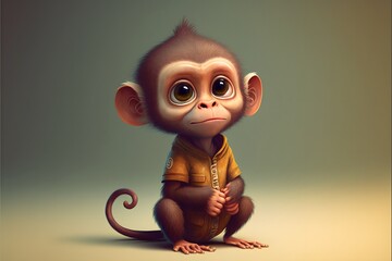 cute monkey character created using AI Generative Technology