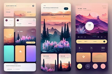Modern user interface design template. Conceptual mobile phone screen mock-up for application interface.