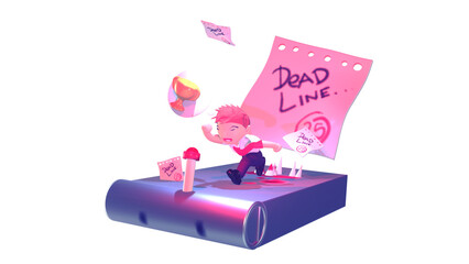 Dead line 3d illustration for marketing