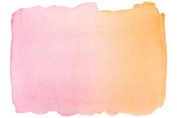 Cutout pink and orange watercolor paint on paper design element.